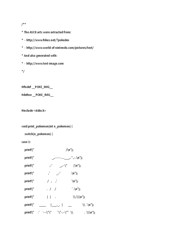 Pokemon Art C++ Print Commands Download Free PDF Computer