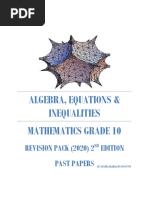 Algebra, Equations & Inequalities Mathematics Grade 10: Revision Pack (2020) 2 Edition Past Papers