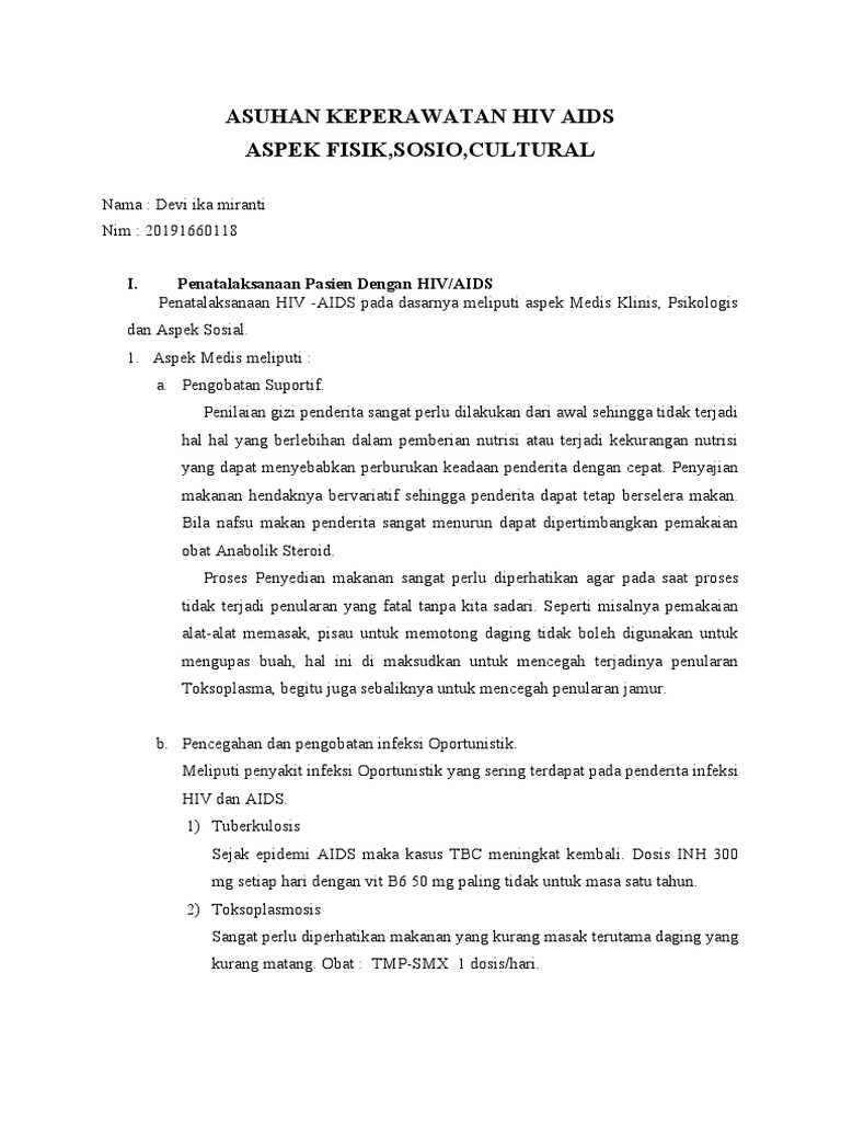 Asuhan Keperawatan Hiv Aids Psiko Cultural | PDF