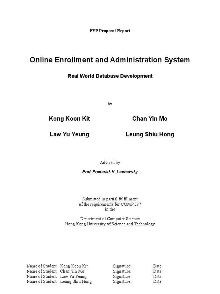 FYP Proposal Report | Php | Databases