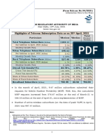 Highlights of Telecom Subscription Data As On 30 April, 2021