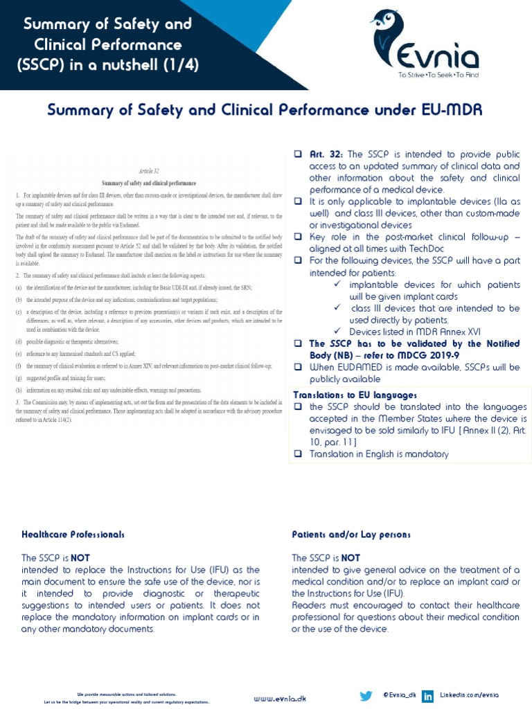 Summary Of Safety And Clinical Performance Template - Alberguepankotsi