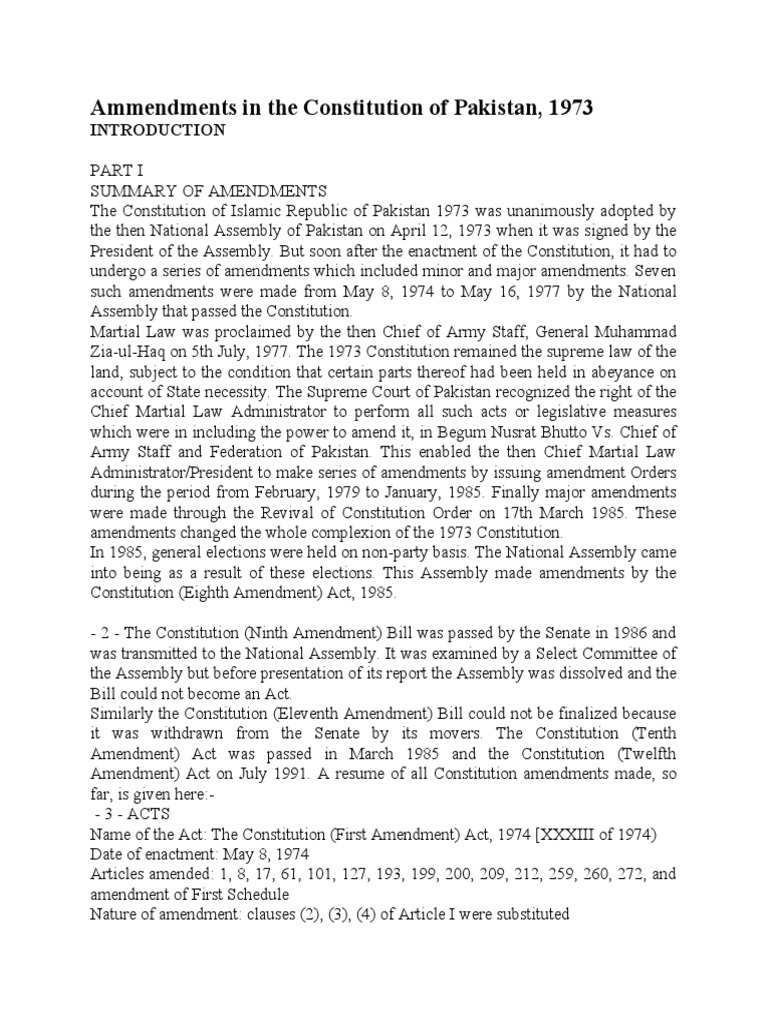 Amendments to Pakistan's 1973 Constitution | PDF | Constitutional ...