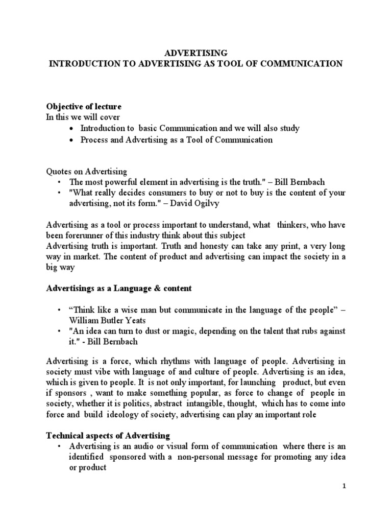Advertising as a Communication Tool | PDF | Advertising | Mass Media