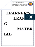 Learner'S Learnin G Mater IAL: Saint Joseph College Junior High School Department Tunga-Tunga, Maasin City, So. Leyte