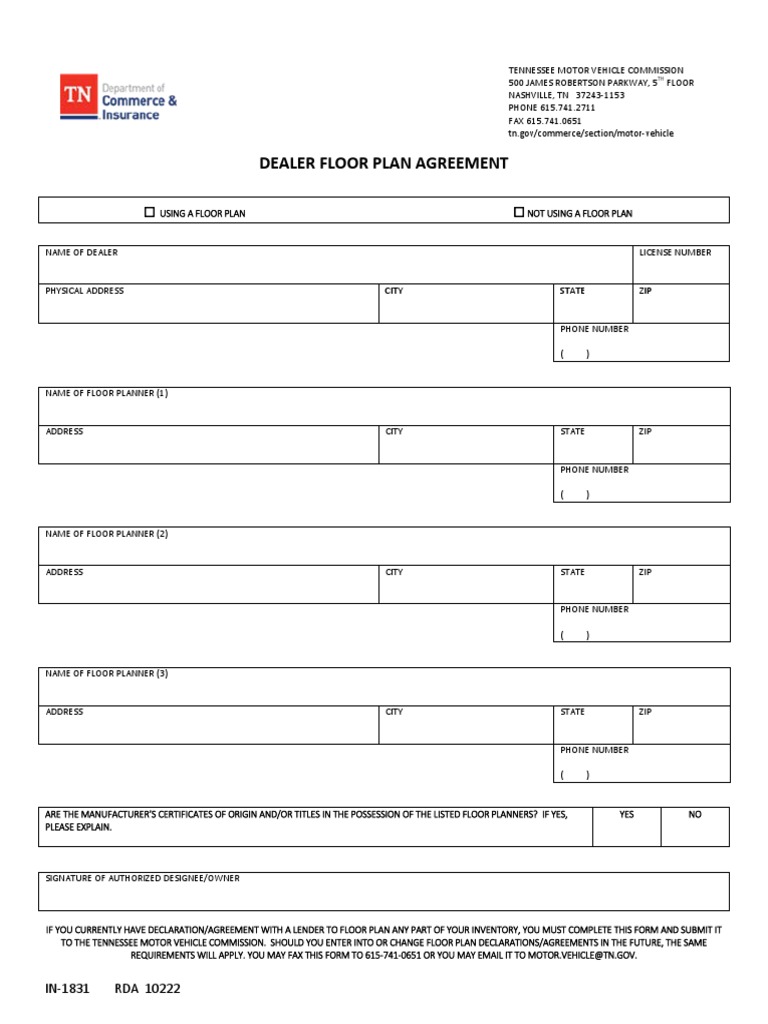 MvcFloor Plan Agreement PDF Vehicles Transport