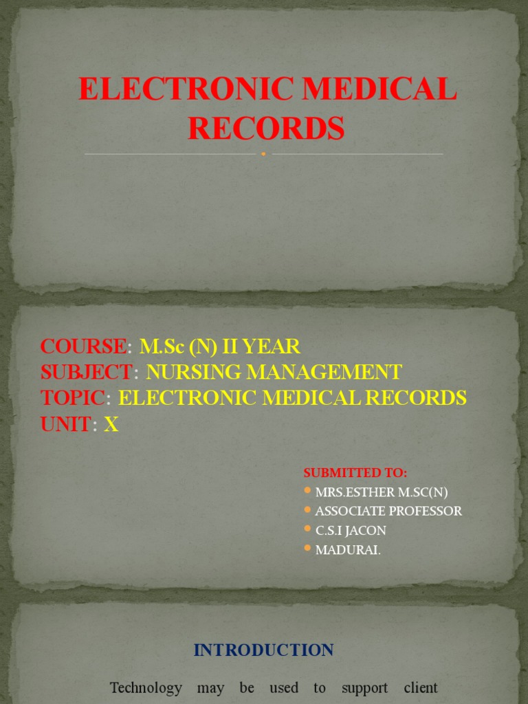 Electronic Medical Records in Nursing | PDF | Electronic Health Record ...