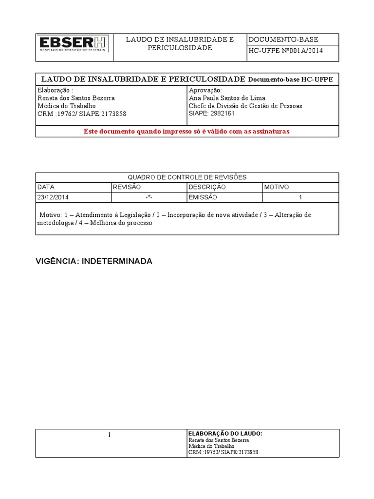 Modelo - Laudo Insalubridade Periculosidade 2 | PDF | Gestão de ...