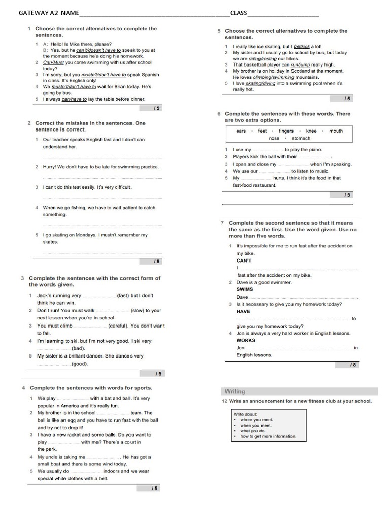 GATEWAY A2 Unit 3 | PDF