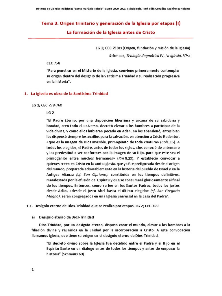 Origen Trinitario de la Iglesia | PDF | Cristo (título) | Iglesia Católica