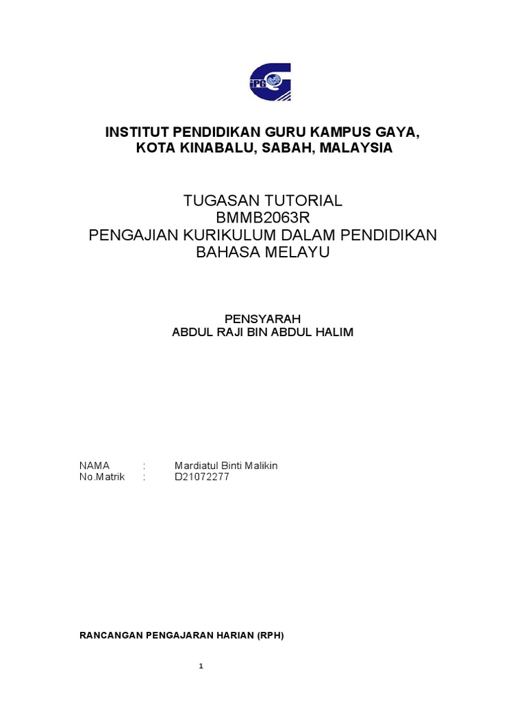 Tugasan Tutorial Bmmb2063r Pengajian Kurikulum Dalam Pendidikan Bm Pdf