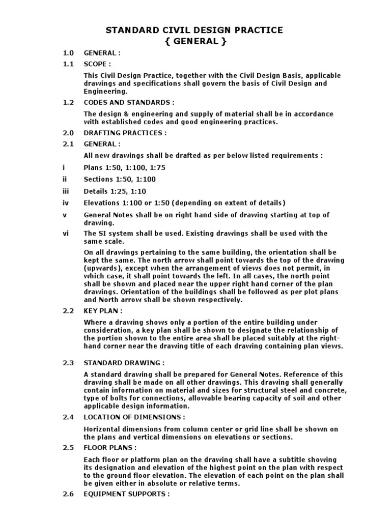 Standard Civil Design Practice - General | PDF | Screw | Strength Of ...