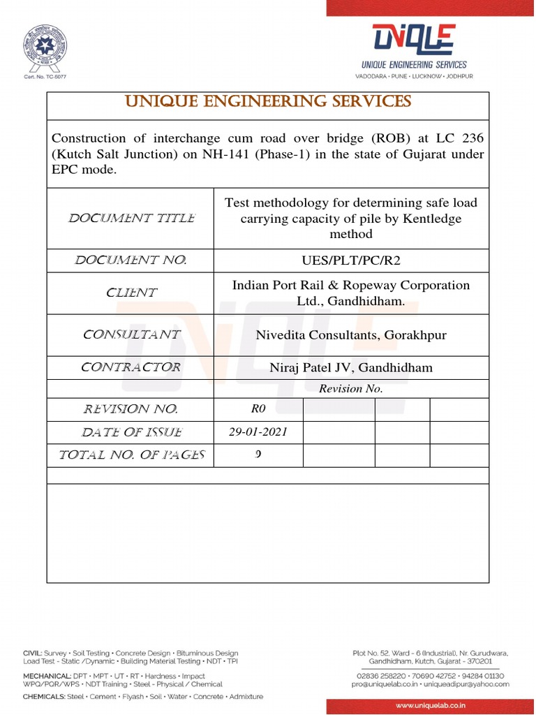 Pile Load Test Methodology Kentledge Method Cyclic Routine Pdf