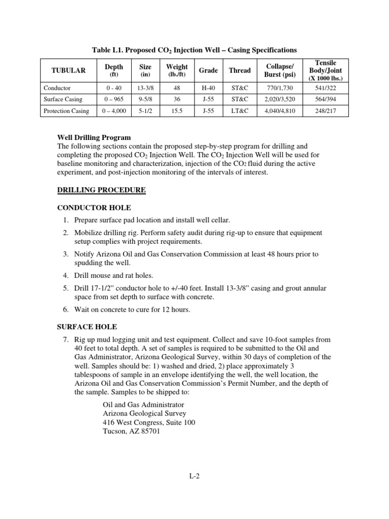 Appendixc Well Drilling Procedure | PDF | Casing (Borehole) | Drilling Rig