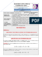 Matemática: Adiciones y multiplicaciones con números reales