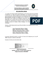 Declaración Jurada - Horario Secigra - Sergio Castrejon Aguilar