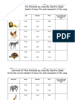 Carnival of the Animals Worksheet