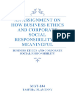 An Assignment On How Business Ethics and Corporate Social Responsibility Be Meaningful