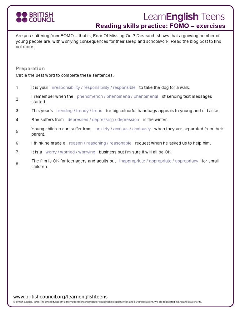 LearnEnglish - Reading & Writing Task (8.12.2020) | PDF | Social Media ...