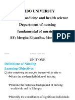 Ambo Universty College of Medicine and Health Science Department of Nursing Fundamental of Nursing I