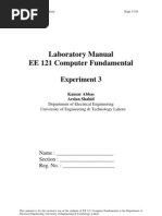 Laboratory Manual EE 121 Computer Fundamental: Experiment 3