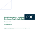 BCS Foundation Certificate in Business Analysis Syllabus: October 2020