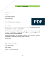 Letter of Transmittal: Operations of Agrani Bank Limited"