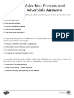 Adverbs, Adverbial Phrases and Fronted Adverbials Activity 1 Answers