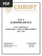 Cia 1 Jurisprudence: Case Analysis On Rudul Sah vs. State of Bihar (1983) 4 SCC 141