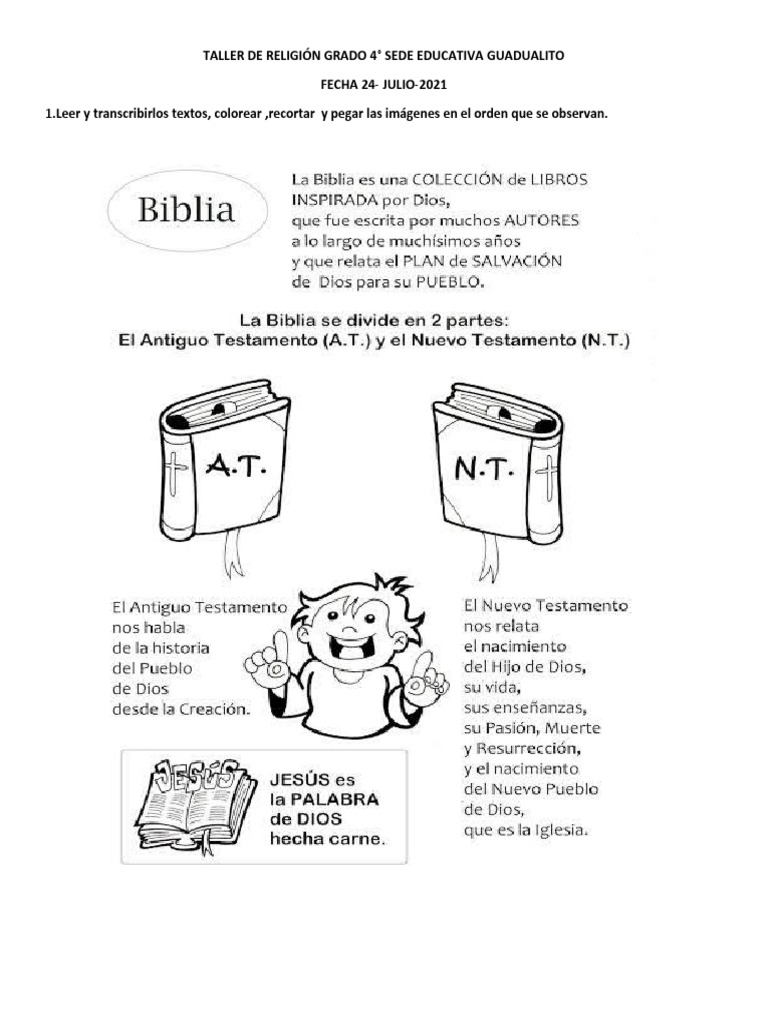 Taller de Religión Grado 4 Julio m24 | PDF