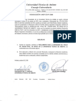 Consejo Universitario: UNIVERSIDAD TÉCNICA DE AMBATO", Mismo Que Fue Aprobado en Primera Mediante Resolución