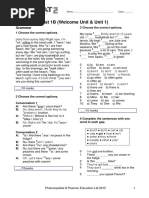 Summative Test 1B (Welcome Unit & Unit 1) : Grammar