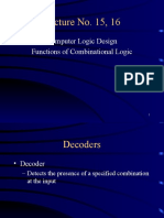 Lecture No. 15, 16: Computer Logic Design Functions of Combinational Logic