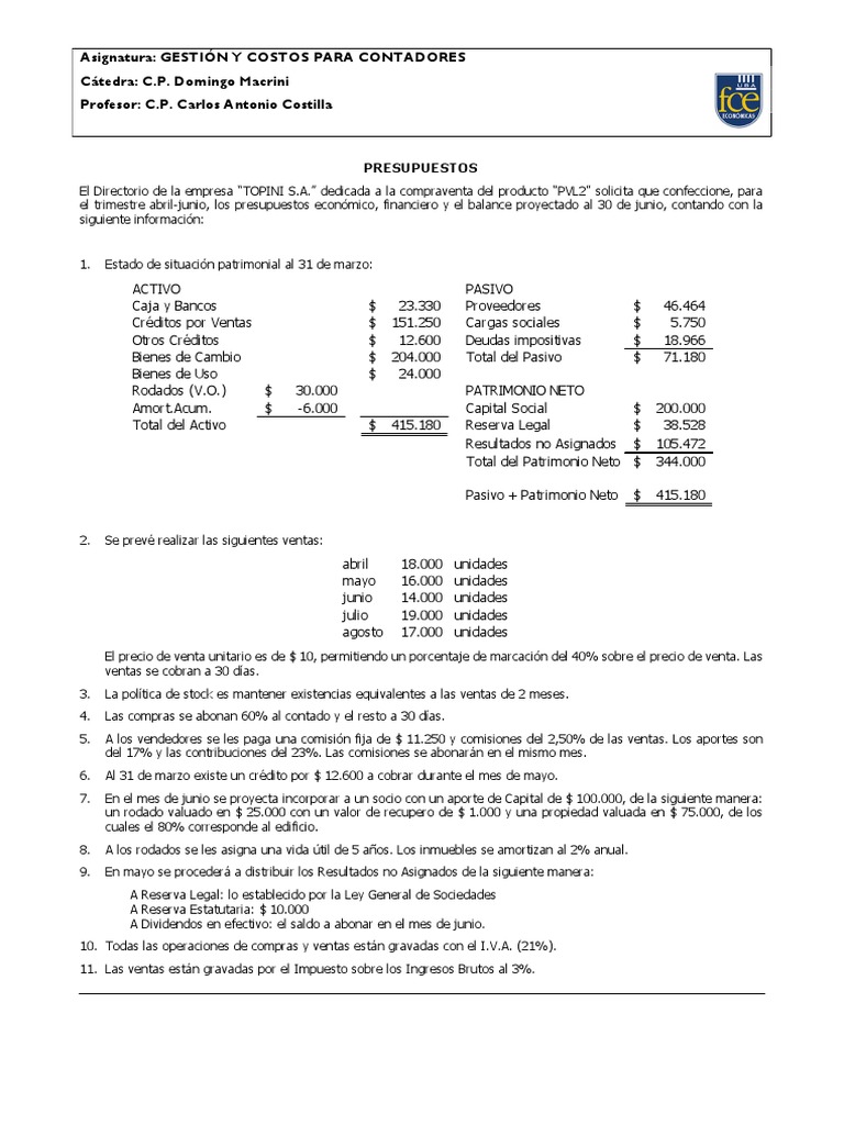 Ejercicios de Presupuestos Resueltos | PDF | Presupuesto | Economias