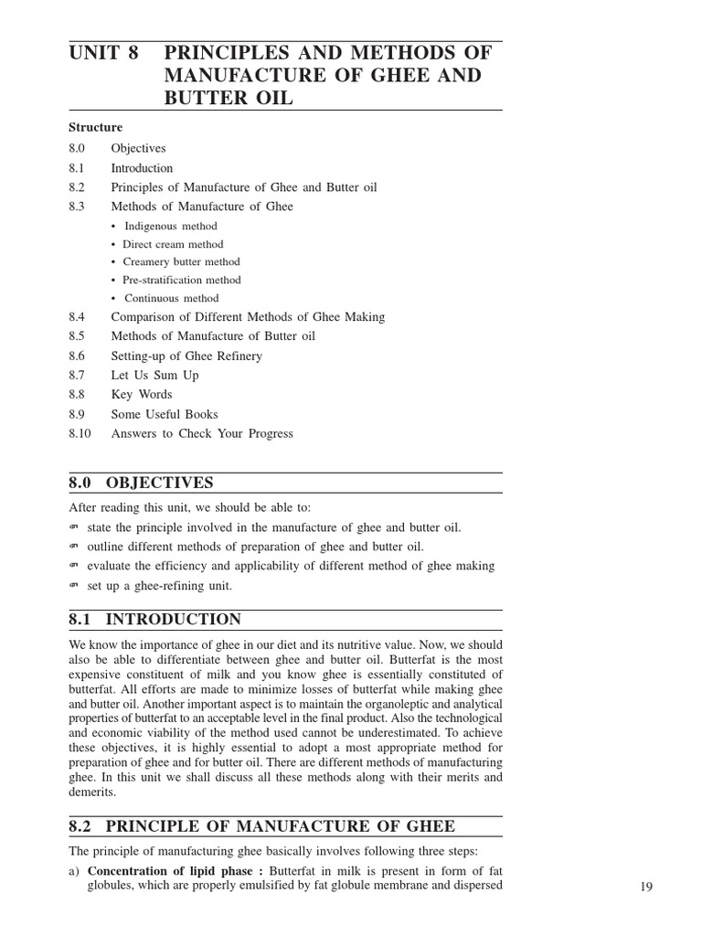 Principles and Methods of Manufacture of Ghee and Butter Oil | PDF ...