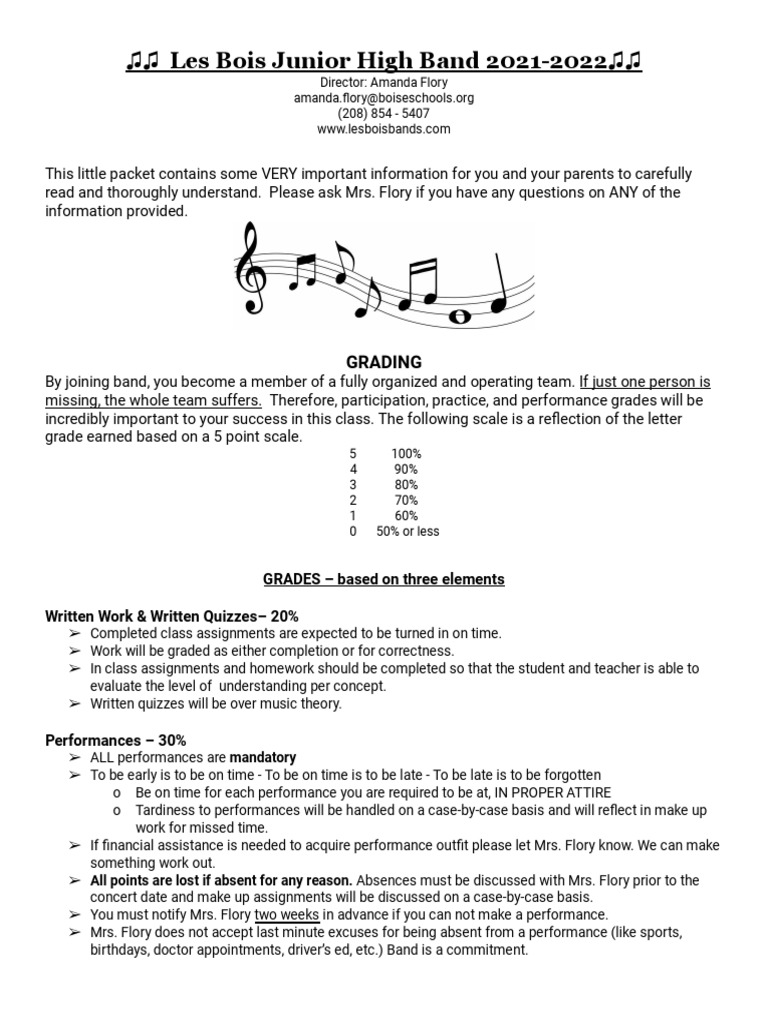 Band Syllabus 20212022 PDF Teachers Audition