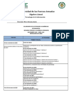 Cronograma de Actividades Algebra Lineal FINAL ESPE 2020 - 2021 ESTUDIANTES