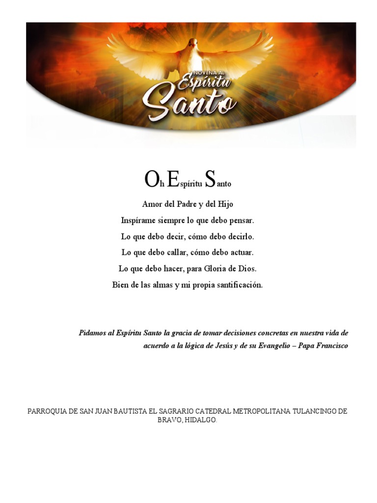 Novena al Espíritu Santo y Oraciones | PDF | espíritu Santo | Oración