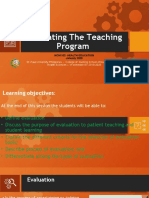 Evaluating the Teaching Program