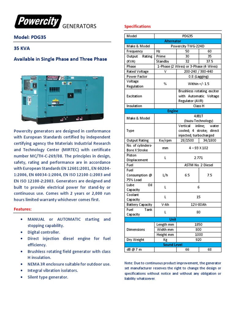 PDG35 | PDF | Diesel Engine | Electric Generator