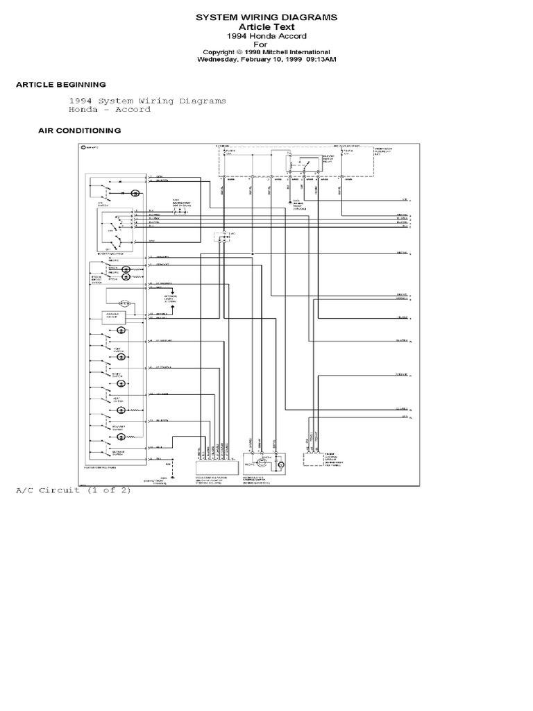 1994 Honda Accord System Diagramas de Cableado | PDF, image size:768x1024
