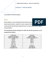 Experiment 2 - Boolean Algebra