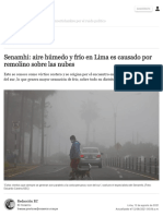 Senamhi - Aire Húmedo y Frío en Lima Es Causado Por Remolino Sobre Las Nubes NNDC - LIMA - EL COMERCIO PERÚ