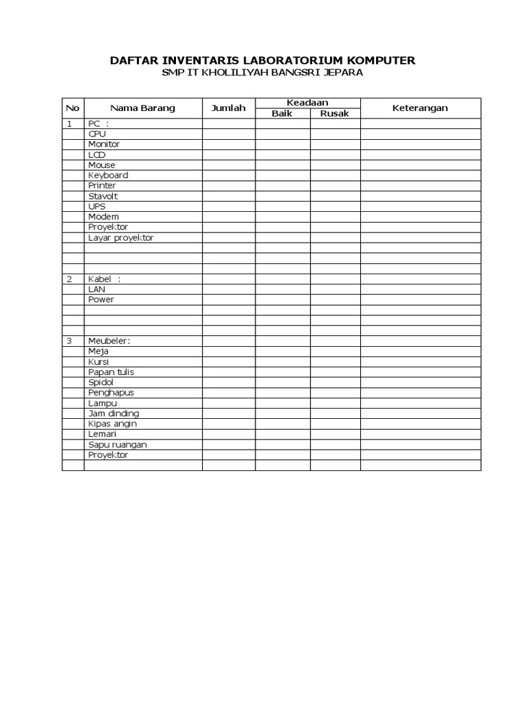 Inventaris dan Aturan Lab Komputer | PDF | Komputer