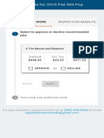 Estimate For 2015 Fiat 500 Pop: Estimate of Work Inspection Results