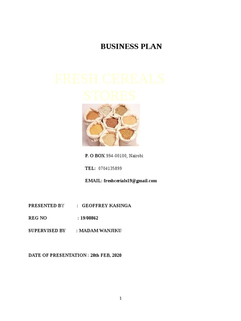 Fresh Cereals Stores Business Plan PDF Retail Marketing