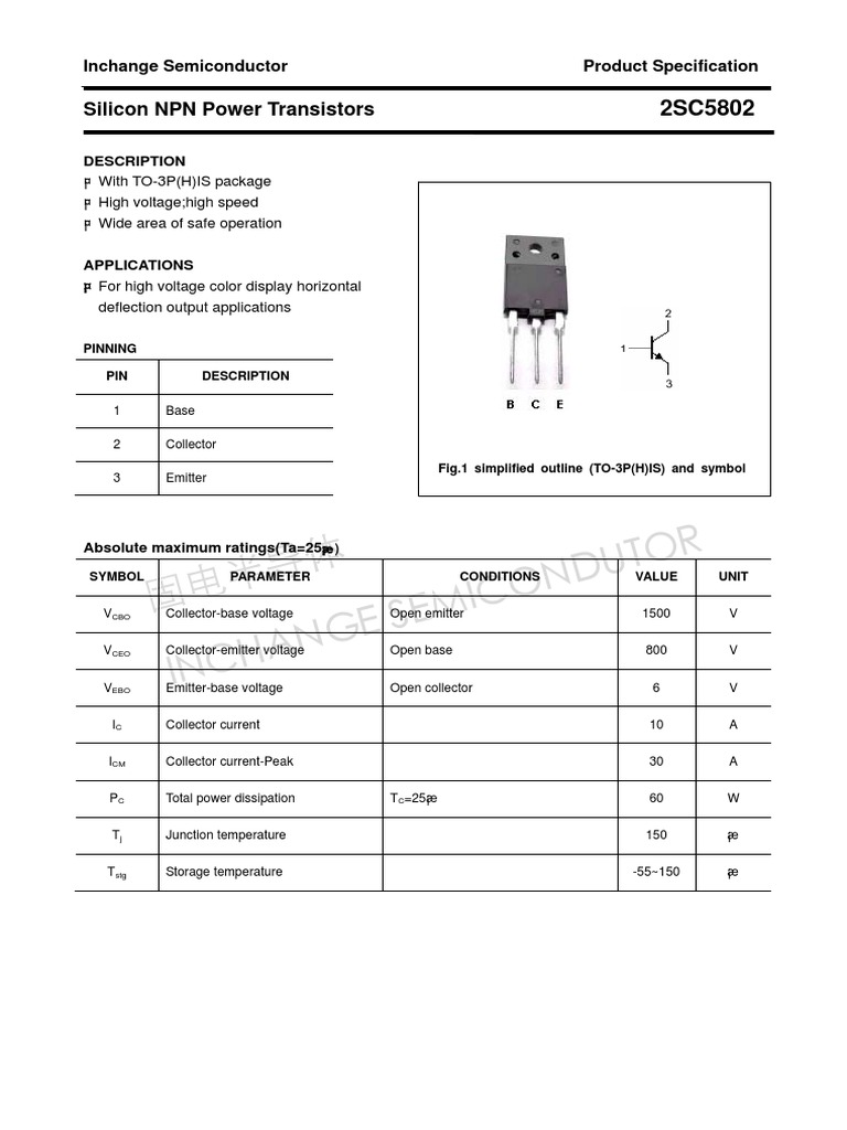 固电半导体 Inchange Semicondutor: Silicon NPN Power Transistors | PDF ...
