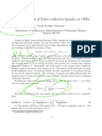 Dedekind'S Proof of Euler'S Reflection Formula Via Odes