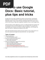 How To Use Google Docs: Basic Tutorial, Plus Tips and Tricks