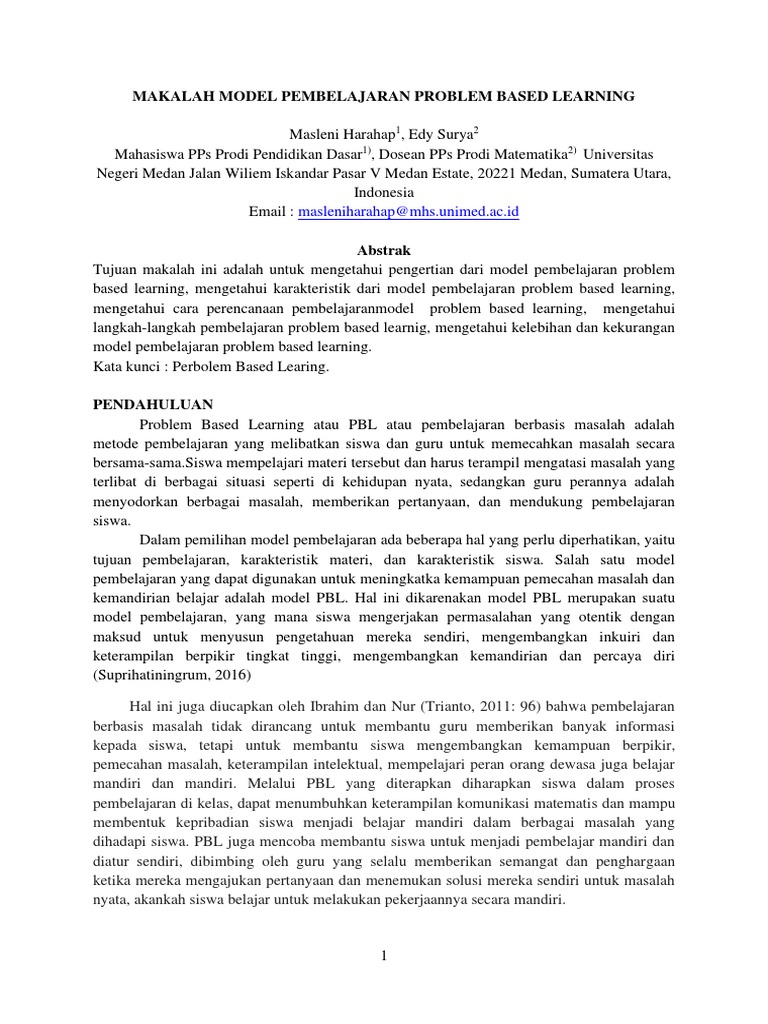 Makalah Model Pembelajaran Problem Based Learning | PDF